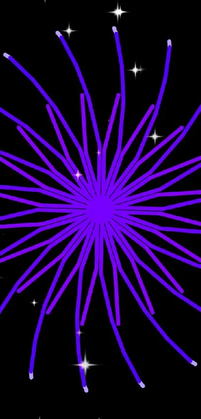 Vibrant purple burst design on black background.