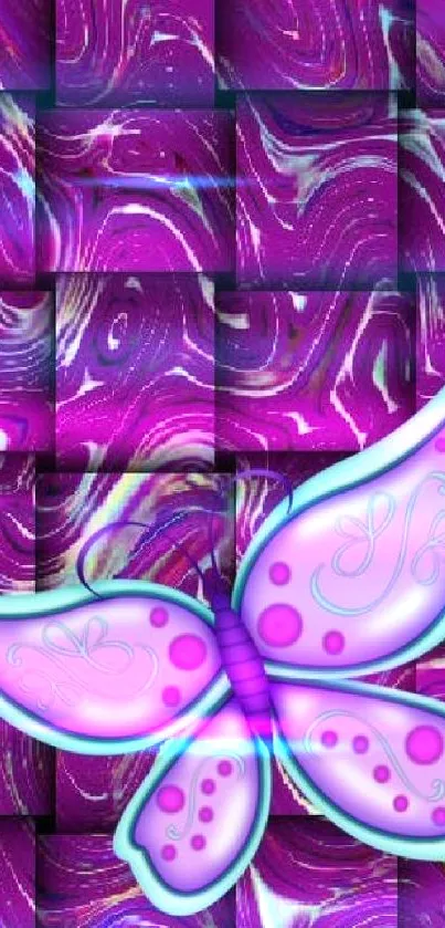 Purple abstract butterfly wallpaper with vibrant design.