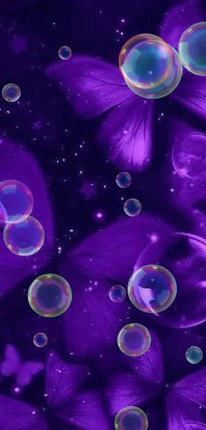 Purple butterfly wallpaper with galaxy and stars.