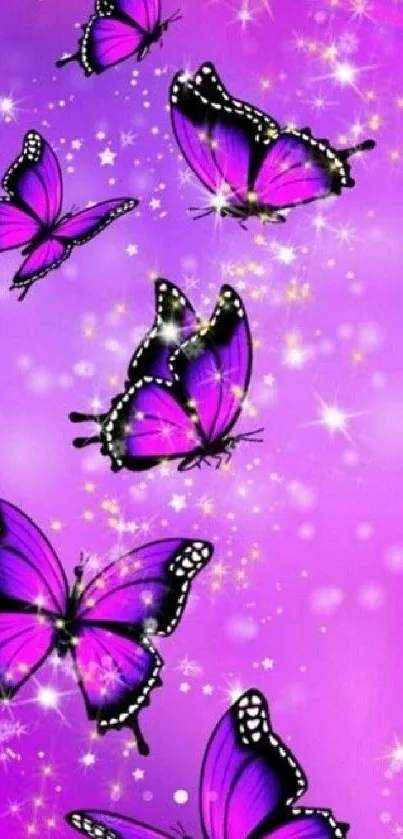 Purple butterflies wallpaper with sparkles.