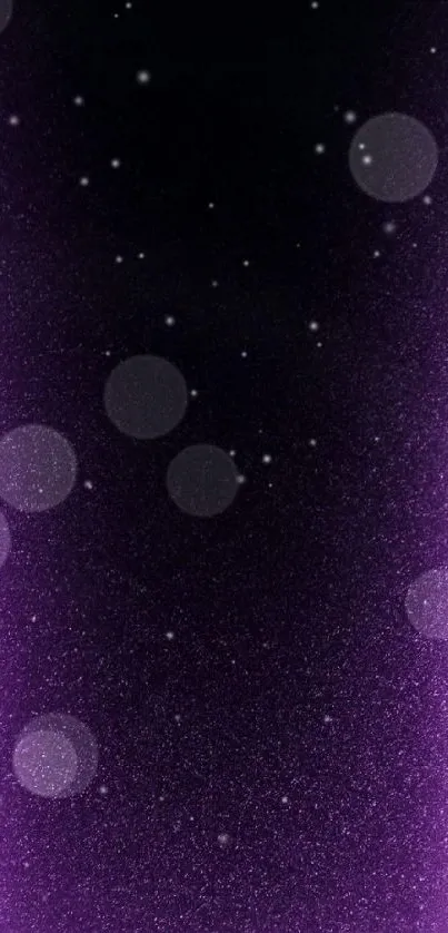 Vibrant purple wallpaper with bokeh and cosmic elements.