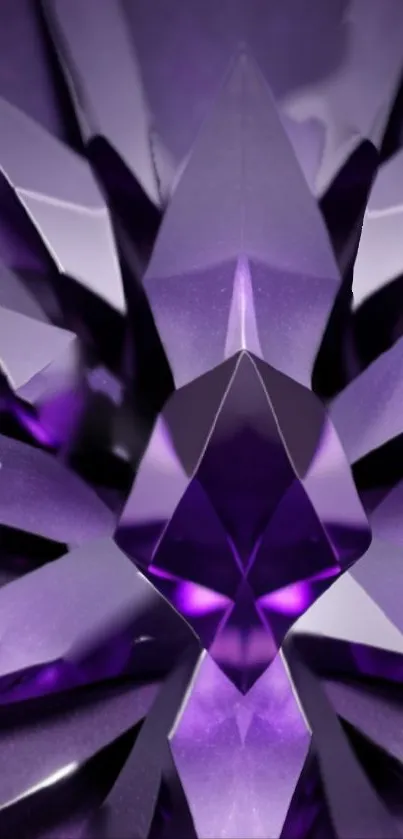 Purple geometric crystal design mobile wallpaper.