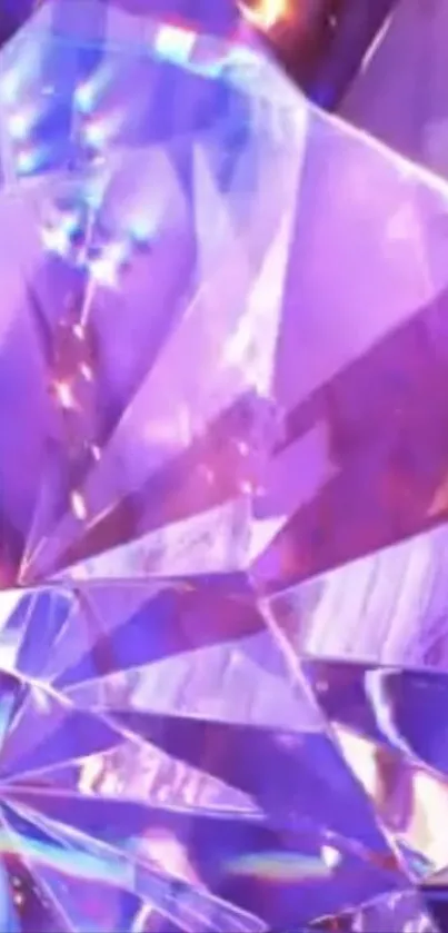 Vibrant purple crystal wallpaper with geometric design.