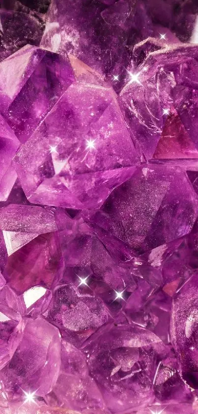 Vibrant purple crystal wallpaper with intricate gemstone details.