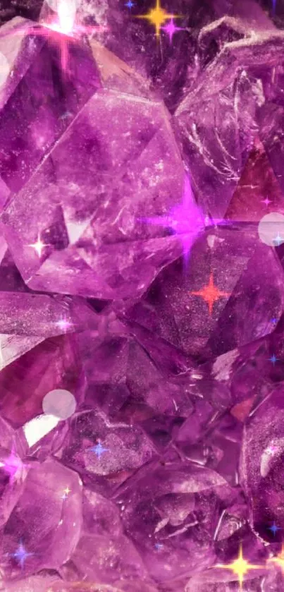 Vibrant purple crystal mobile wallpaper with amethyst hues.
