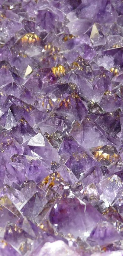 Mobile wallpaper featuring vibrant purple crystals with sparkling details.