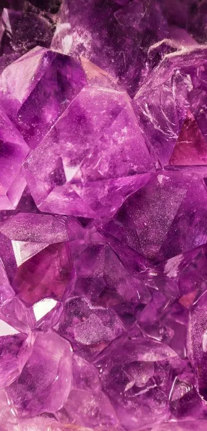 Vibrant purple crystal texture wallpaper with amethyst gems.