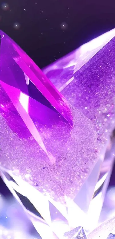 Vibrant purple crystal mobile wallpaper with sparkling details.