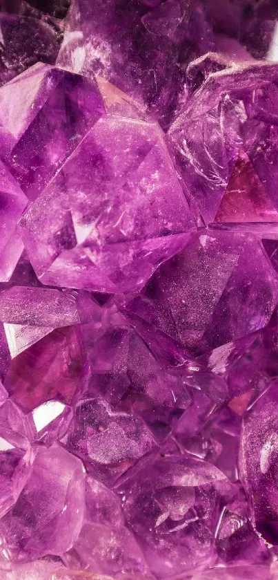 Close-up of vibrant purple crystal texture on a mobile wallpaper.