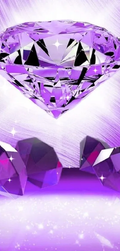 Vibrant purple diamond wallpaper with sparkling design.