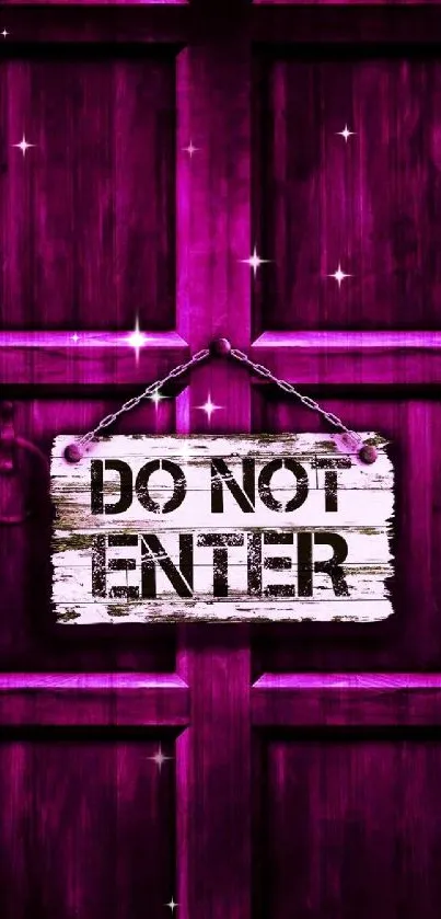 Vibrant purple door with 'Do Not Enter' sign wallpaper.