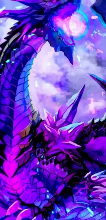 Mystical purple dragon in vibrant fantasy art.