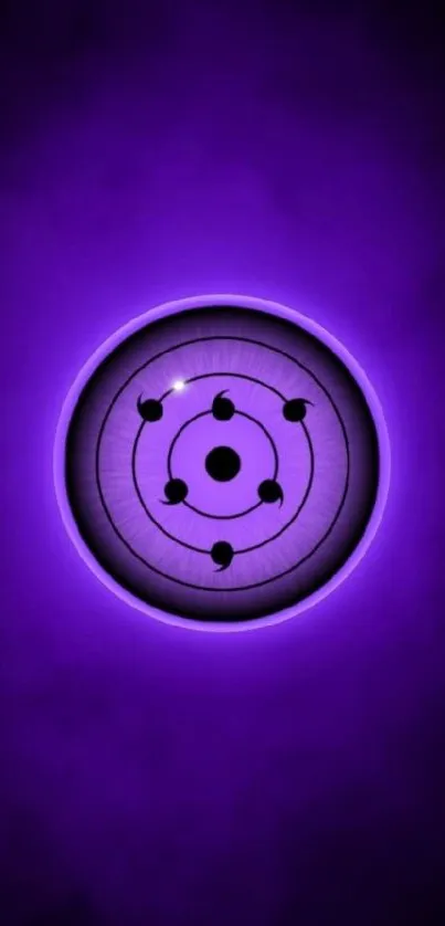 Purple eye design wallpaper with mystical theme.