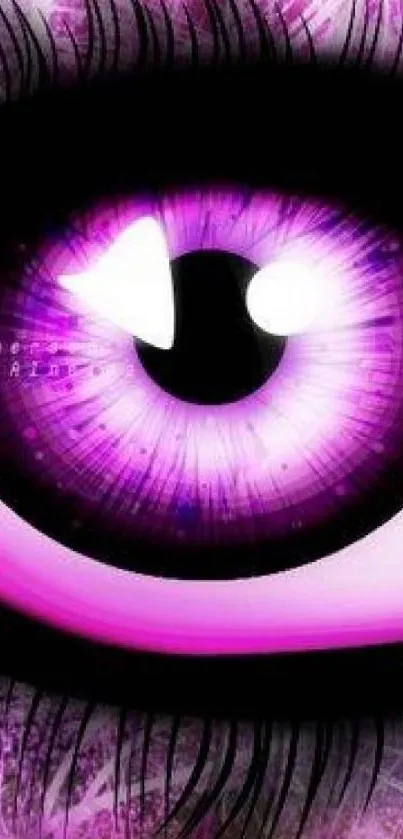 Purple eye wallpaper with radiant iris and artistic design.