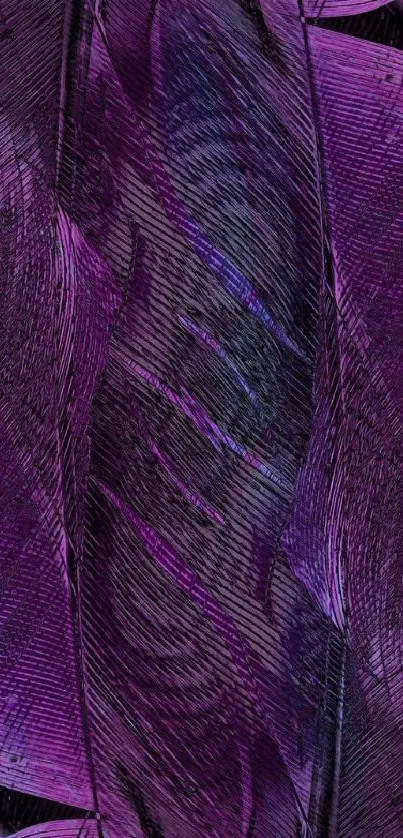 Purple feathers with intricate patterns.
