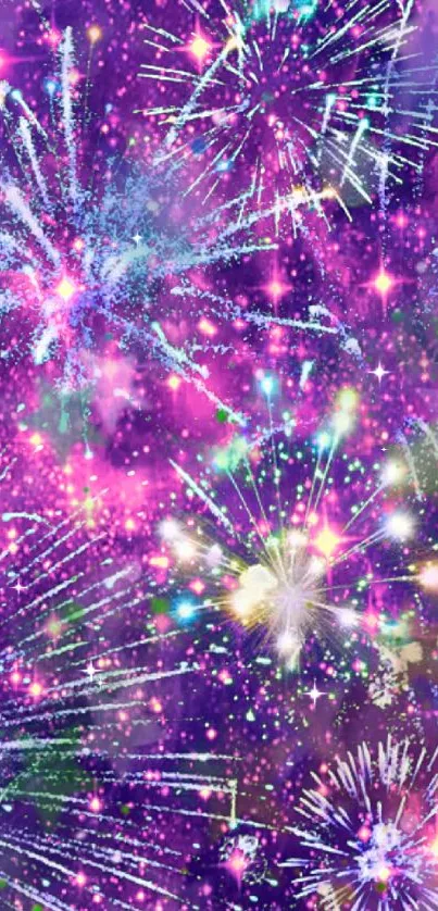 Vibrant purple fireworks illuminating the night sky, perfect for festive celebrations.