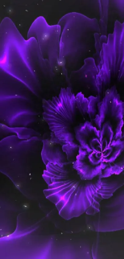 Abstract purple floral vortex wallpaper with vibrant hues.