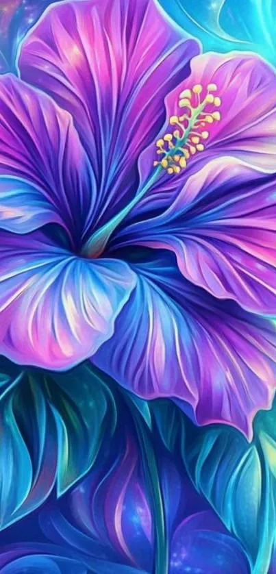 Artistic purple hibiscus wallpaper design.