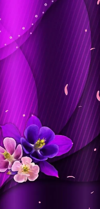 Purple and pink floral phone wallpaper with elegant design.