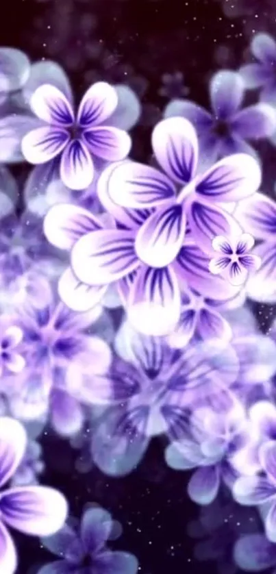 Vibrant purple flower pattern mobile wallpaper.