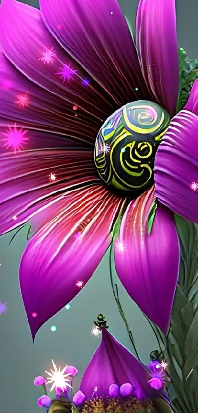 Vibrant purple flower with intricate design, perfect for mobile wallpaper.