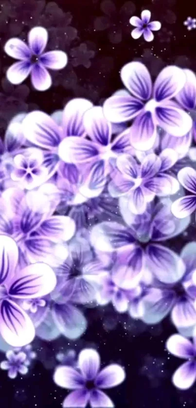 Purple flowers mobile wallpaper with vibrant floral pattern.