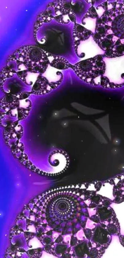 Abstract purple fractal wallpaper with intricate patterns for mobile phones.