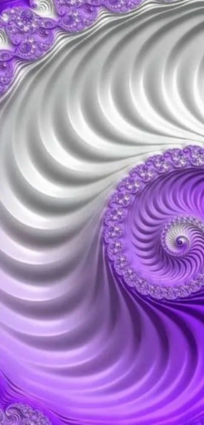 Vibrant purple fractal mobile wallpaper with swirling design.