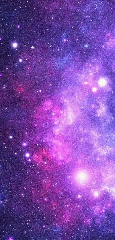 Vibrant purple galaxy wallpaper with stars.