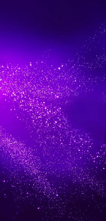 Purple galaxy mobile wallpaper with cosmic particles.