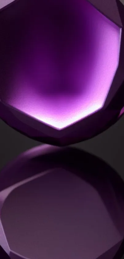 Purple gem on reflective black background.