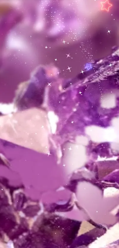 Stylish mobile wallpaper with purple gemstones and star accents.