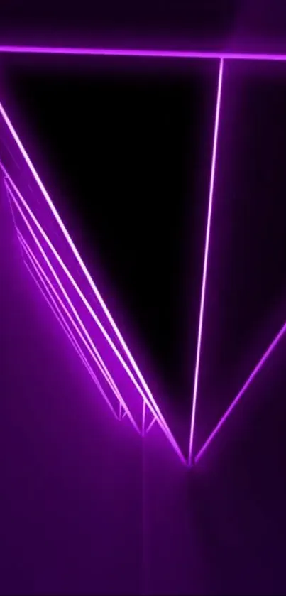 Purple geometric wallpaper with neon lines