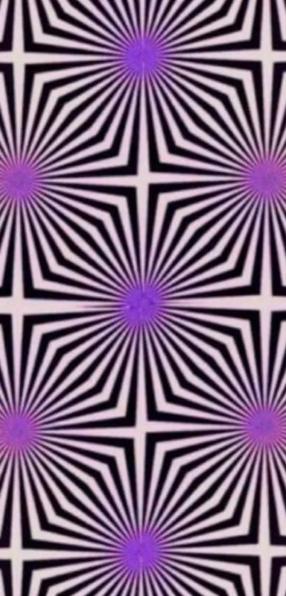 Vibrant purple geometric mobile wallpaper with optical illusions.