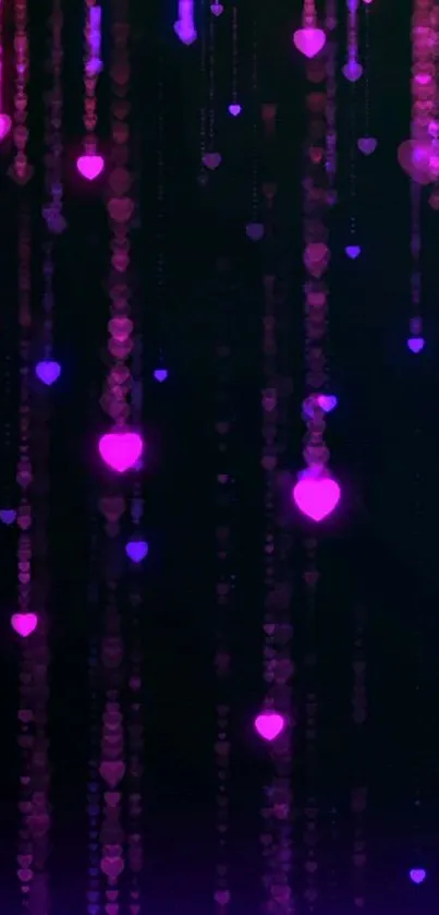 Glowing purple heart wallpaper with dark background