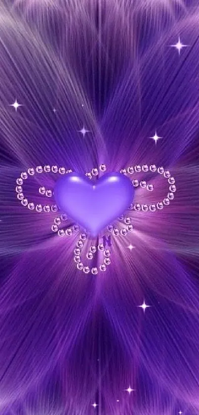 Purple heart design with abstract background in digital art style.