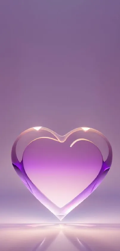 Purple heart crystal on a soft gradient background.