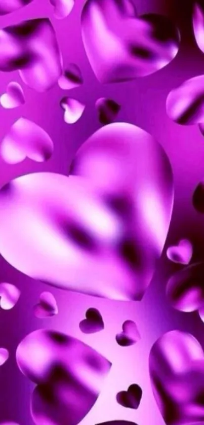 Vibrant purple heart pattern wallpaper.