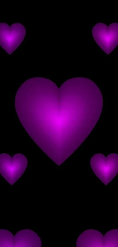 Purple heart wallpaper on black background.