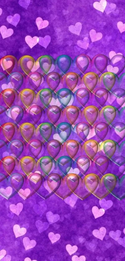 Vibrant purple heart wallpaper with colorful layers.