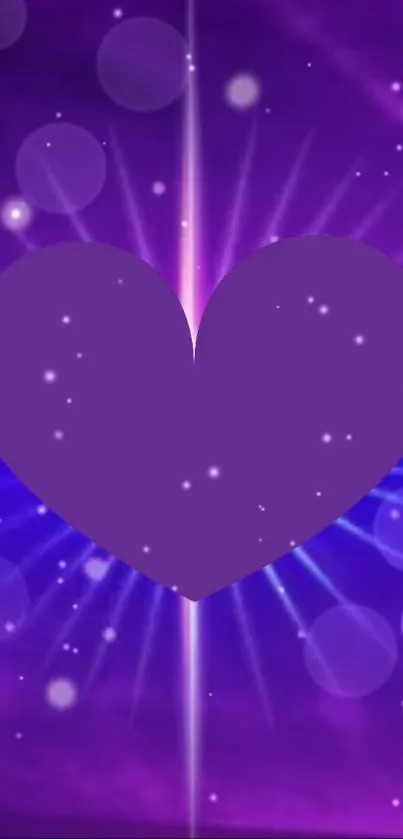 Purple heart on cosmic purple background.