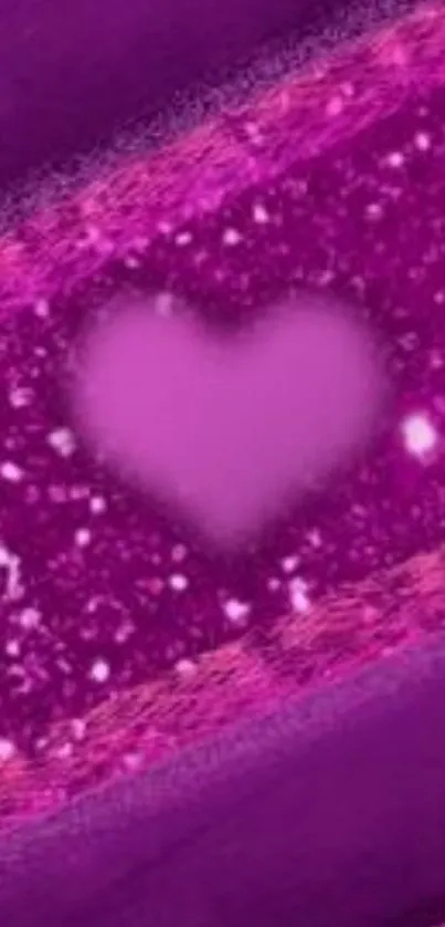 Purple heart wallpaper with cosmic glow.