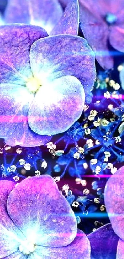 Vibrant purple hydrangea bloom wallpaper for mobile.