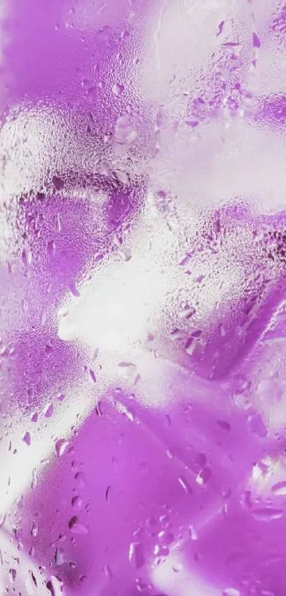 Mobile wallpaper with vibrant purple ice texture and droplets.