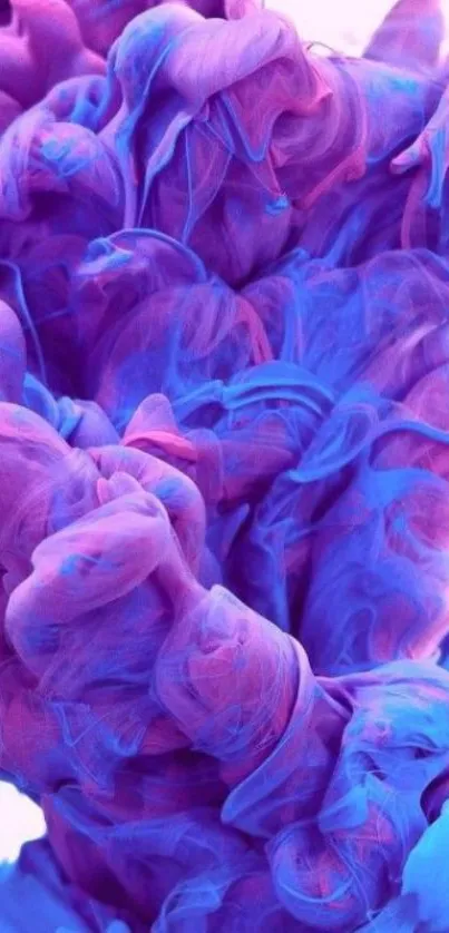 Vibrant purple and blue ink swirl wallpaper.