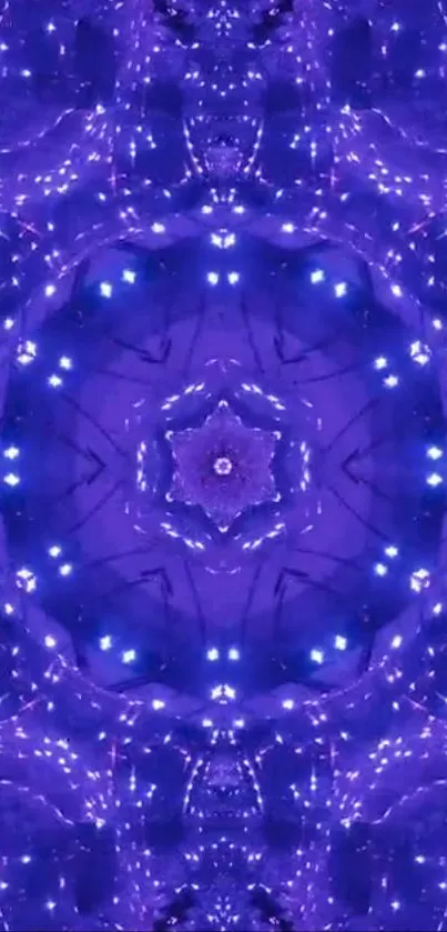 Vibrant purple kaleidoscope wallpaper design.