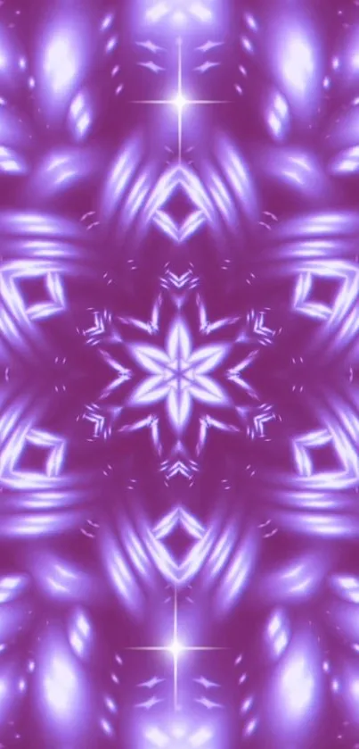 Purple kaleidoscope wallpaper with star pattern.