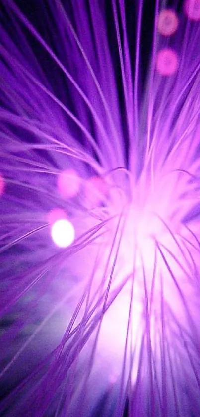 Vibrant purple light burst wallpaper with glowing bokeh effects.