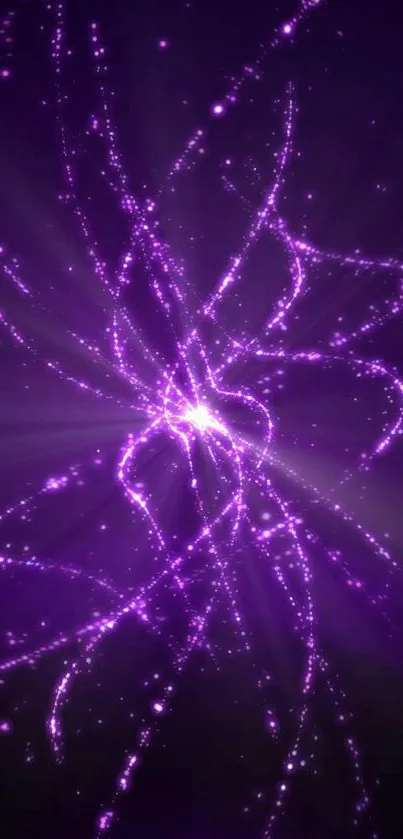 Cosmic glowing purple light abstract wallpaper for mobile devices.