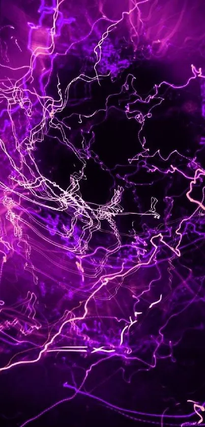 Abstract purple lightning mobile wallpaper with dynamic electric patterns.